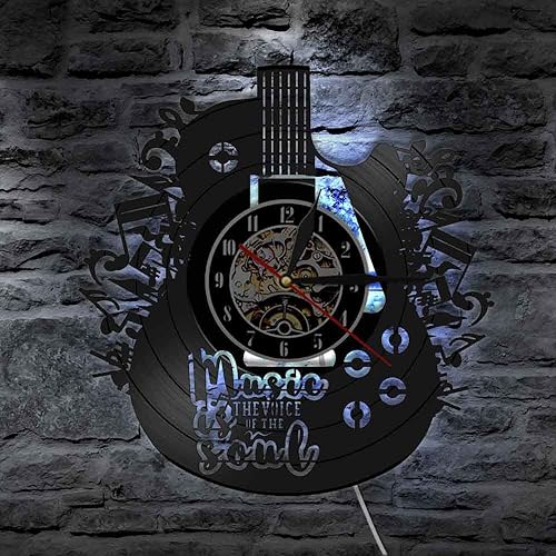 Miniatura 5 de Reloj de pared con luz LED de 110 V, arte 3D, reloj de pared negro, moderno, acrílico, silencioso, decoración de pared grande, reloj en forma de