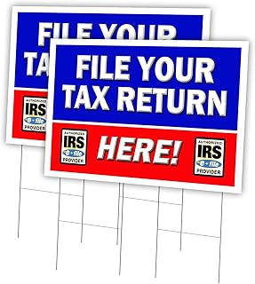File Your Tax Return 2 Pack of 24" x 36" Yard Sign & Stake | Advertise Your Business | Stake Included Image On Both Sides | Made in The USA