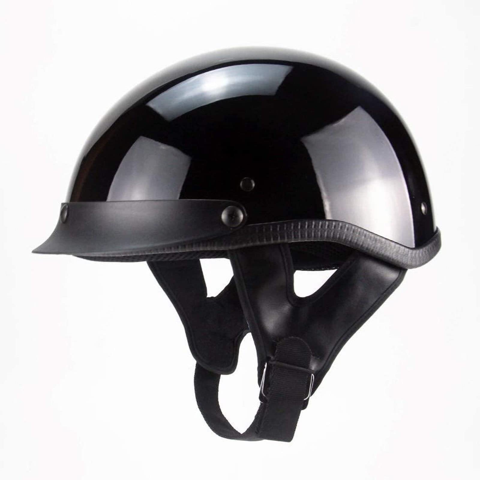 Casque de moto ouvert EBAYIN noir brillant de style rétro pour adultes S