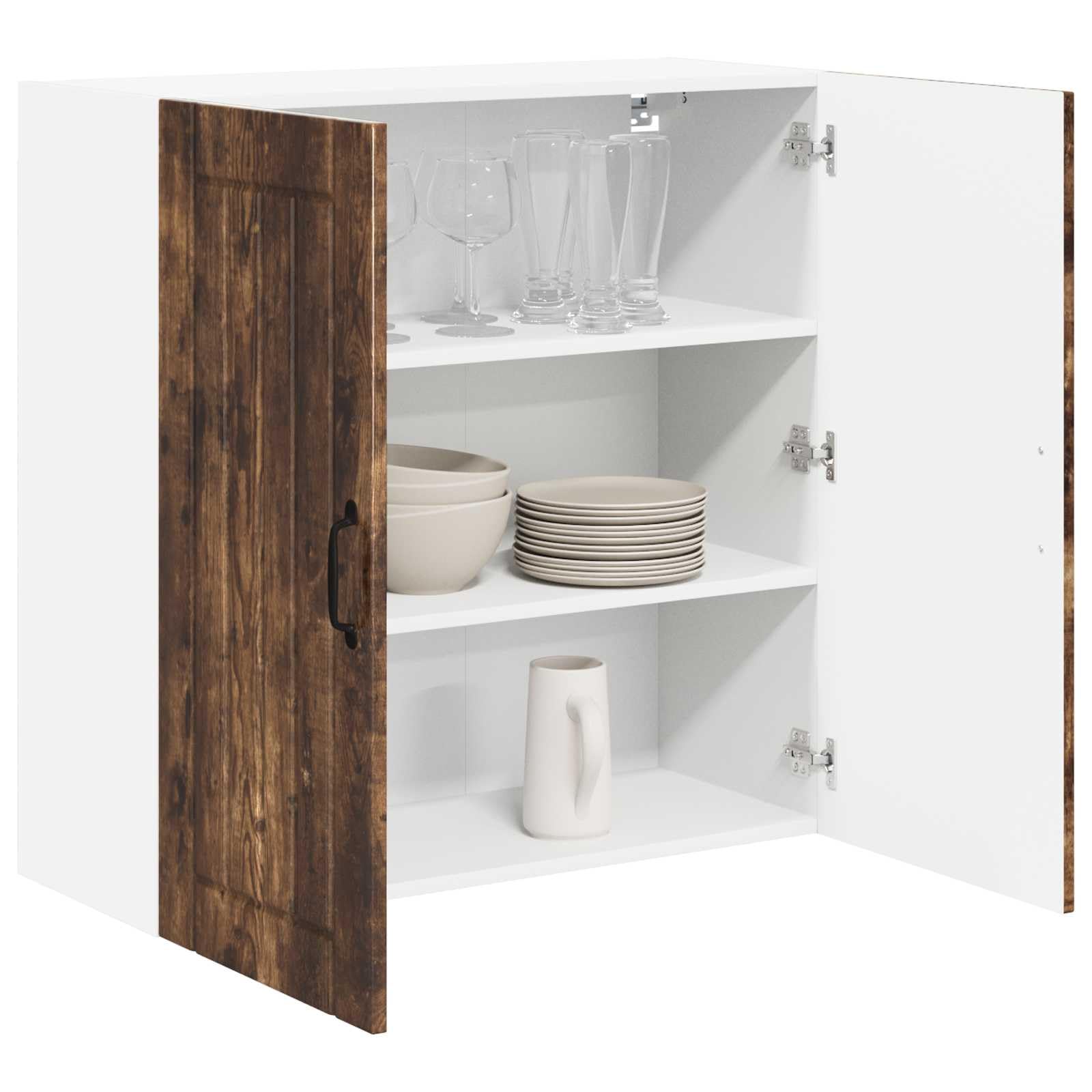 vidaXL Wall Cabinet LUCCA Smoked Oak 80 x 31 x 80 cm Engineered Wood, Modern Kitchen Solutions, Rectangular Wooden Panel, Durable Dishwasher Cover, Appliance Concealer, Space Saver Design