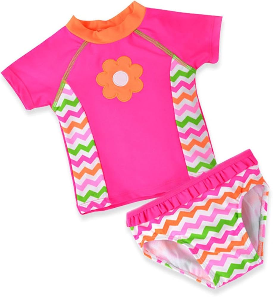 Baby Toddler Girl Swimsuit Set Kid Girl Two Pieces Swimwear Rash Guard: Clothing, Shoes & Jewelry