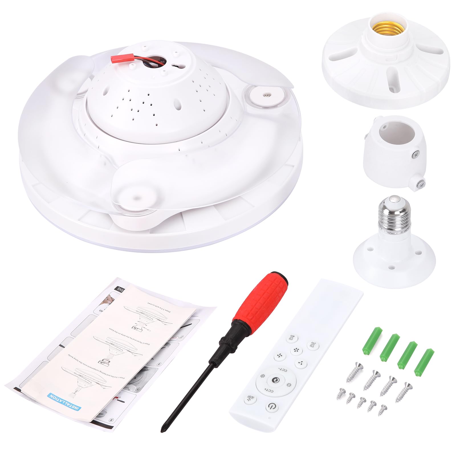 YISUN Ventilatore da Soffitto con Luce LED, 57CM Ventilatore da Soffitto con Invisibile Pale Retrattili, E27 Silenzioso Lampadario con Telecomando,Tempistica, 3 Tonalità Dimmerabile & 3 Velocità