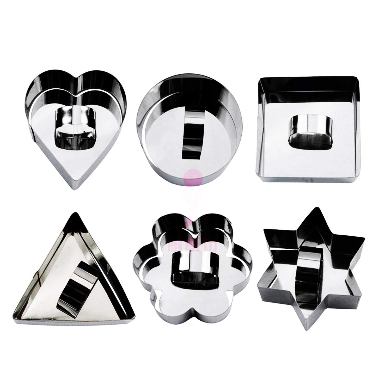 Cake Rings Food Cooking Mould with Push Lid 6 Shapes Stainless Steel for Crumpets Eggs Pastry Mousse Desserts