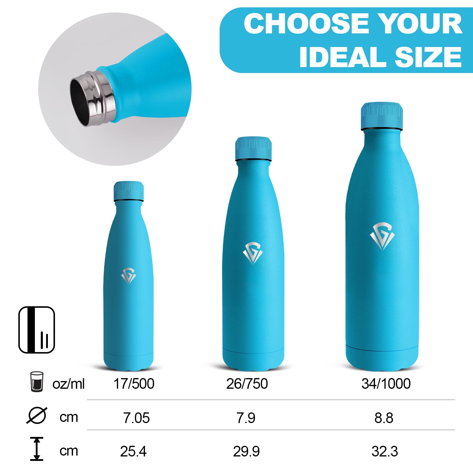 Borraccia Termica In Acciaio Inox 750ml: Mantiene Caldo 12h/freddo 24h, Antiperdita, Senza BPA, Per Sport E Viaggi