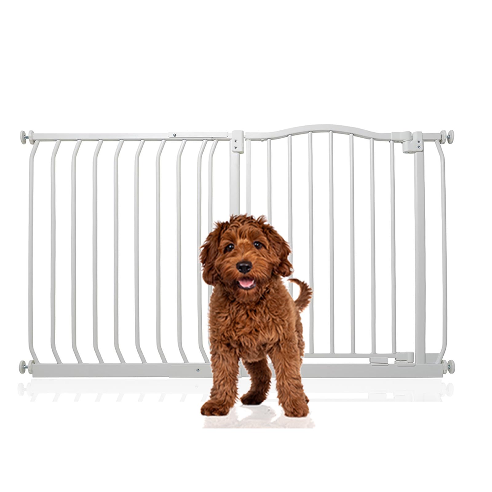 Bettacare White Curved Top Pet Gate, 125Cm - 134Cm, Matt Pressure Fit For Dogs And Puppies, Easy Installation Barrier