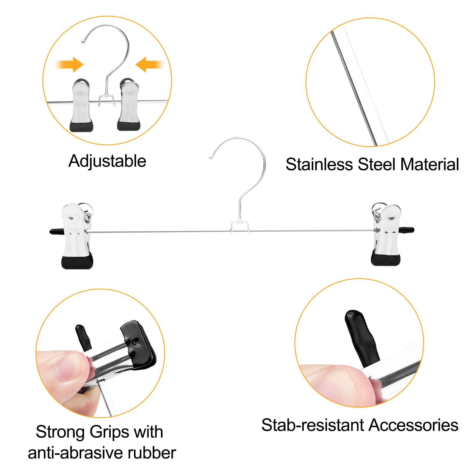 10 Grucce Per Pantaloni Con Clip - Metalliche, Pinze Antiscivolo 17cm, Per Gonne, Calzini, Cappelli - Foto 7