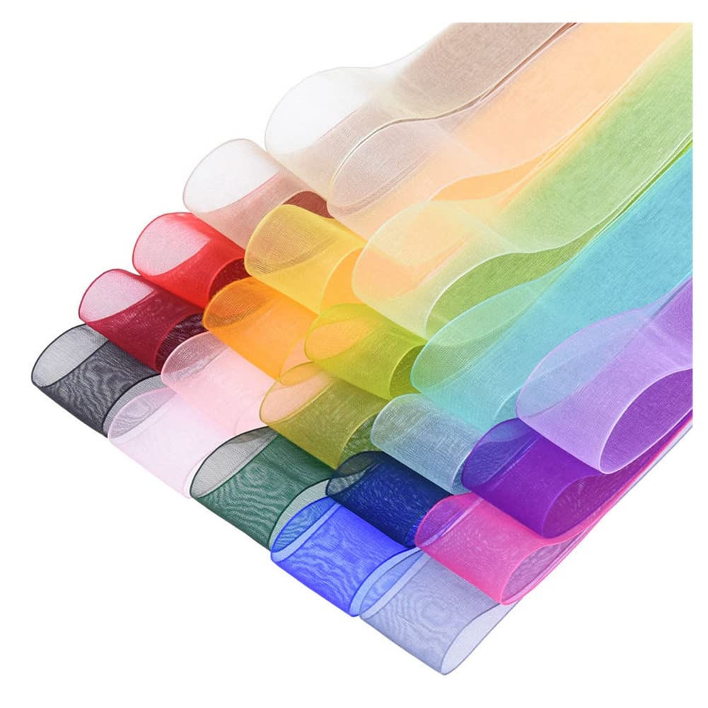MORSUNBELA striklint Roze cadeaulint organza zijden lint chiffon lint decoratielint linten voor bruiloft, 25 mm x 9 m