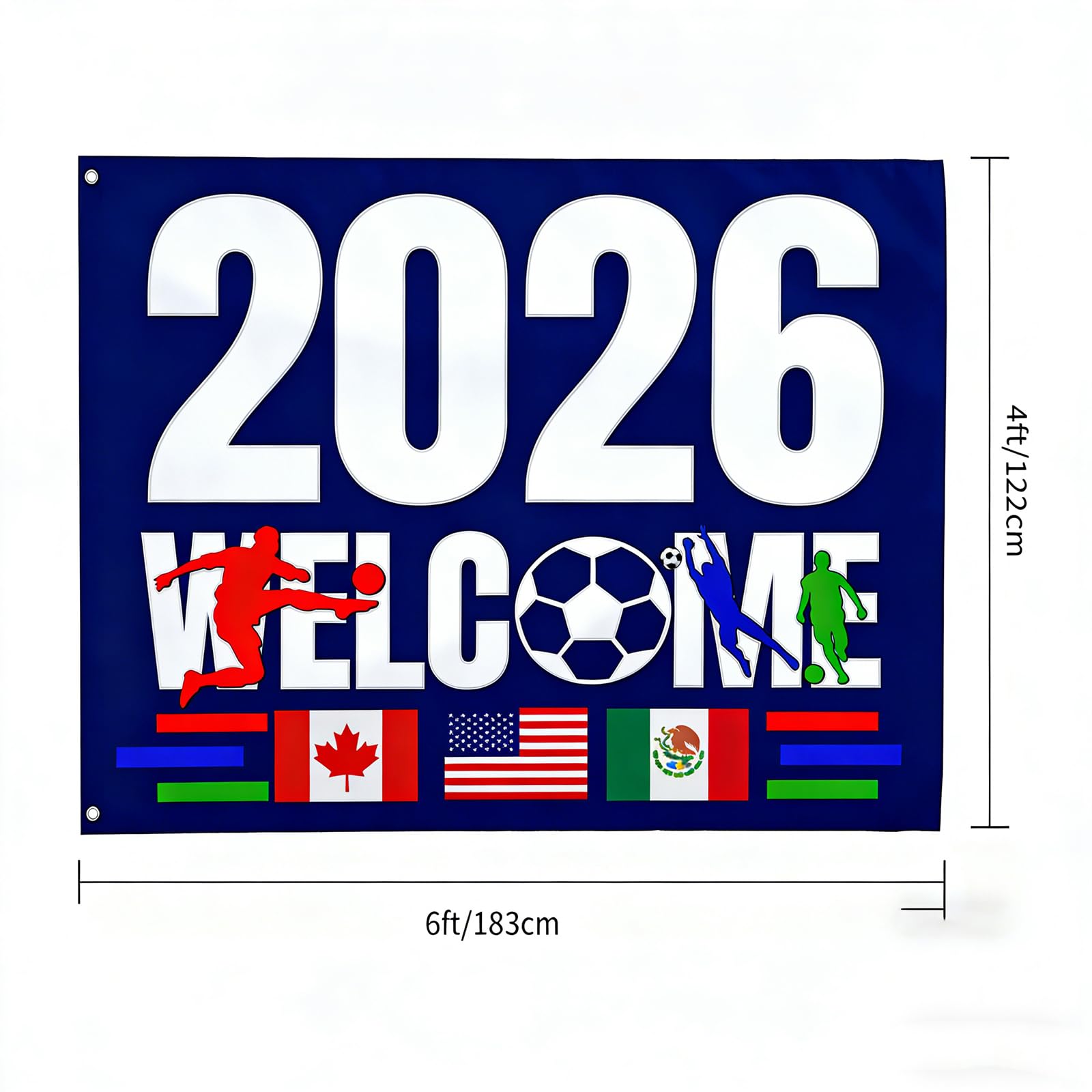 World Cup Ball 2026 Flag Bunting Football World Cup Blue Flag 183x122cm,for Family Members Watching the Game Soccer Fan Gifts Living Room Club Decorations - Image 2
