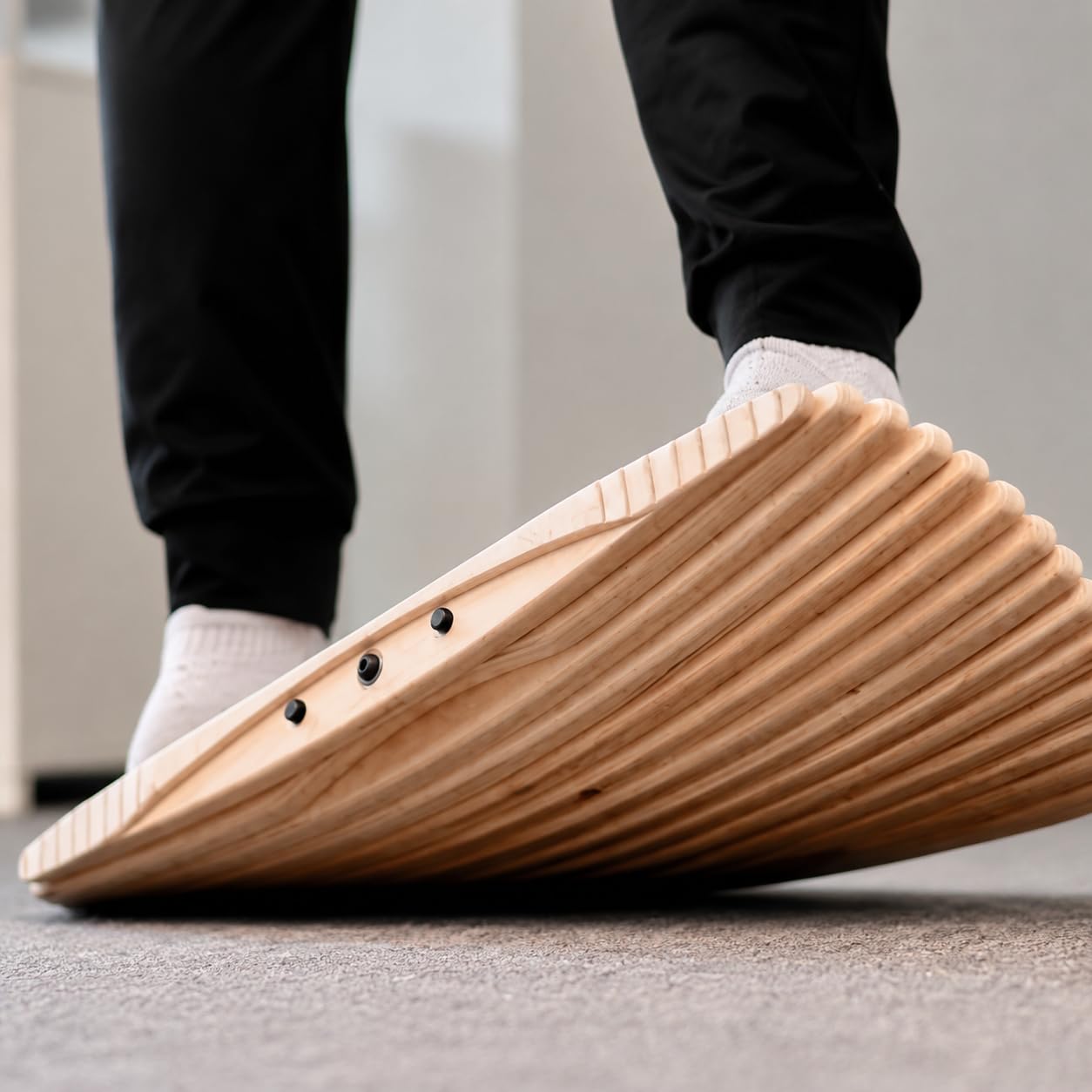 Balance Board in Legno d'Acero, per Scrivania in Piedi e Allenamento, Tavola Propriocettiva per Equilibrio e