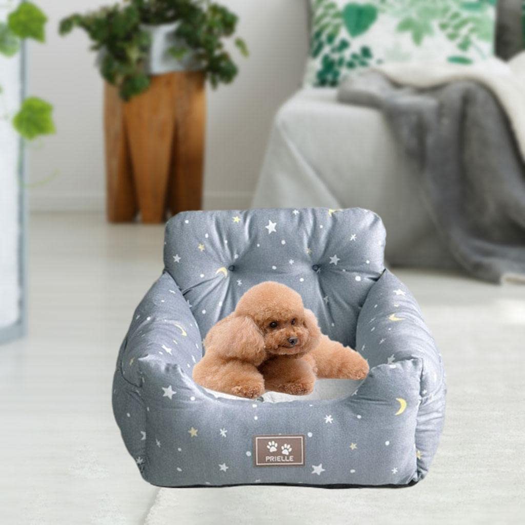 NC Cama Universal para Mascotas, Asiento, Perrera Suave con Cojín Antideslizante, con Correa de Seguridad Asiento de Coche para Perros para Gato, Gris