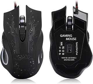 Bewinner Wired Gaming Mouse, Six Gears Adjustable Resolution 3200dpi 6-Key Colorful LED Lights USB Computer Mouse for Windows PC Laptop/Desktop, Portable Mobile Ergonomic Mice