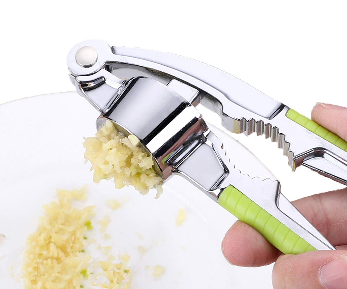 Stainless Steel Garlic Presses Manual Garlic Crusher Multi-Function Ginger Squeezer Chopper Nutcracker Walnut Cracker Nut Walnut Pliers Handheld Kitchen Tool