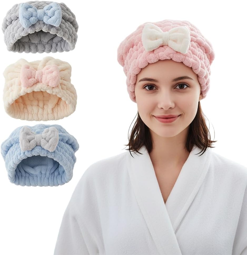 Microfiber Hair Towel Wrap, 2026 New Fast Drying Hair Towels for Women, Soft Lightweight Quick Dry Turban for Curly and Long Hair (Pink, 1 pcs)