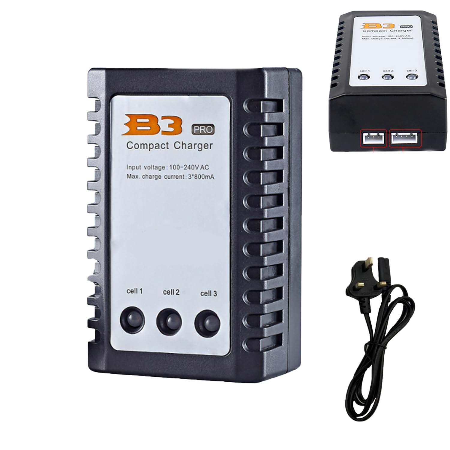 B3 Lipo Battery Charger for 2-3S Lipo Batteries Pack, 100W 2S 3S (7.4-11.1V) RC Balance Fast Chargers for RC Quadcopter, Drone, Car, Boat (Black)