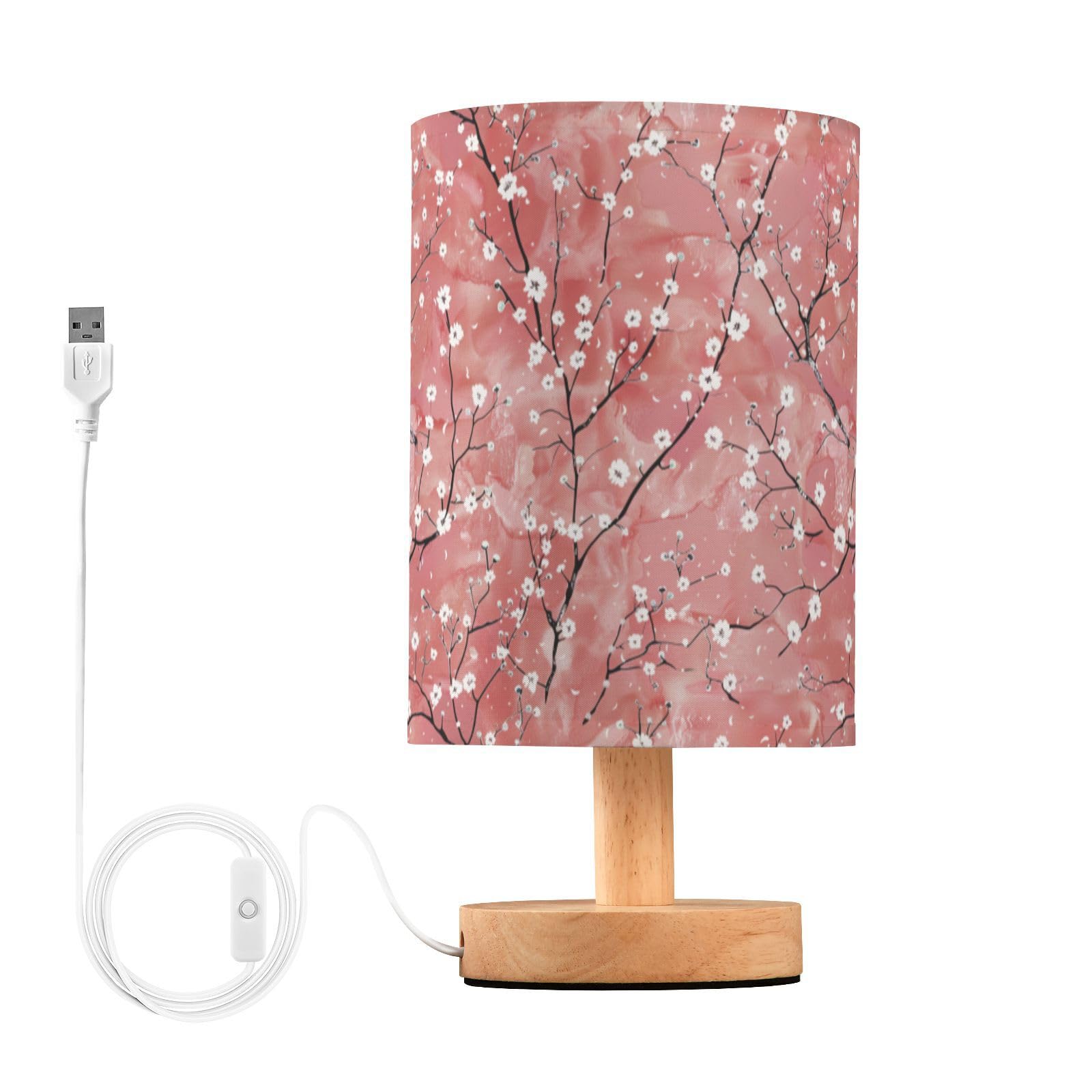 Amooorous Table Lamps Night Stand Lamp Retro Blush Background with Lots of Little Flower and Whites on It Lamps for Girls Nightstand