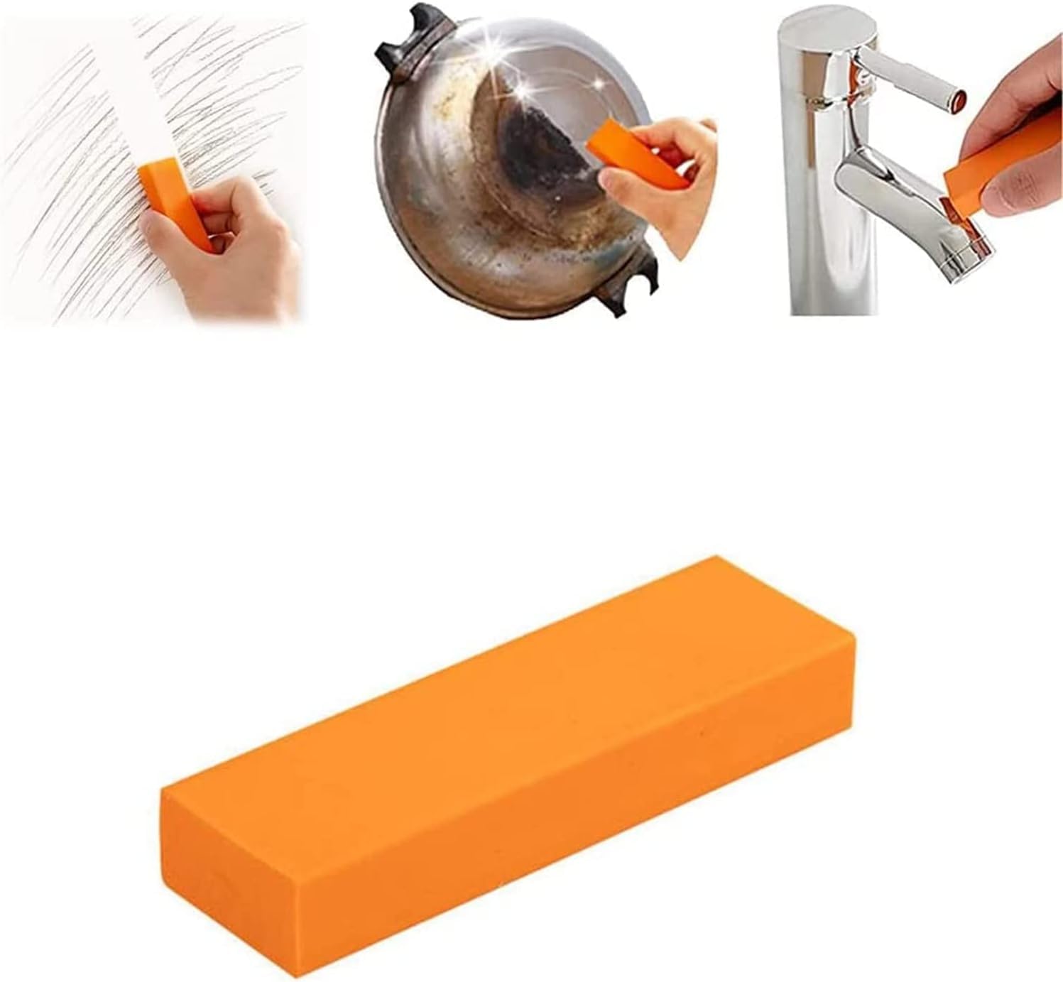 Orbit House Stainless Steel Decontamination Artifact Eraser,Easy Limescale Eraser Orange,Rubber Rust Eraser Cleaning Eraser for Steel Stainless Surface Kitchen (Orange, Pack of 1)