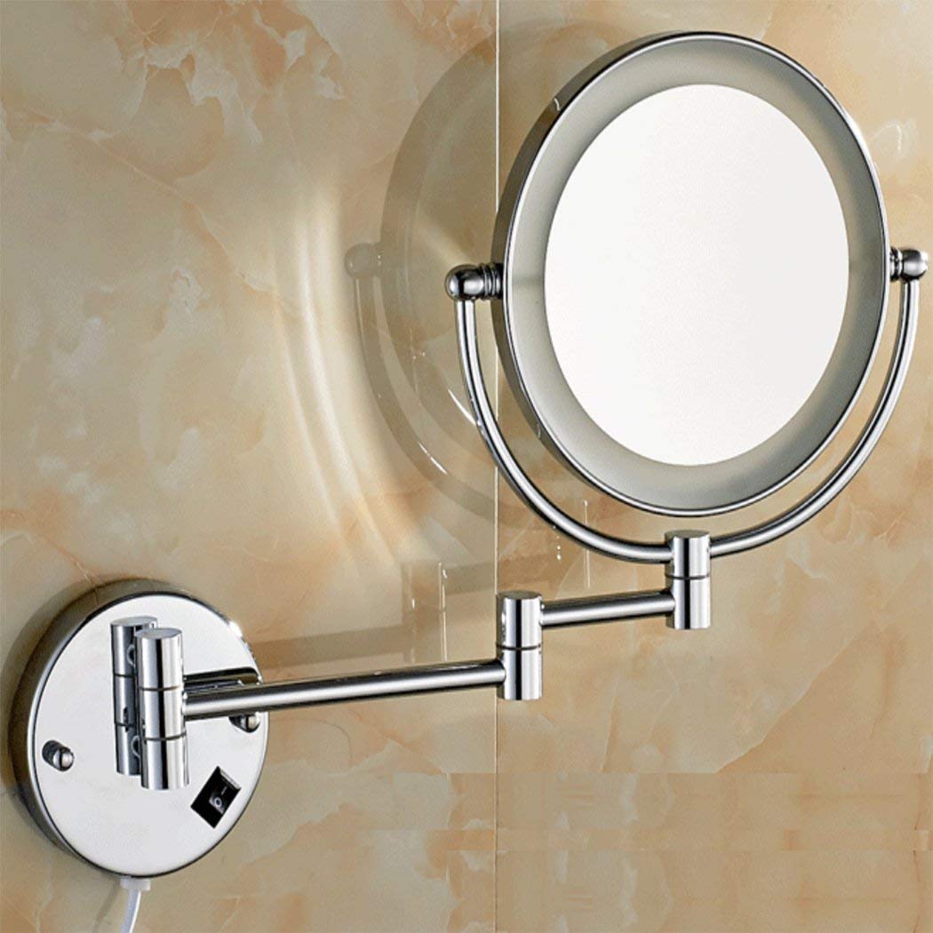 Miroir cosmétique en cuivre LED chic chromé pour une salle de bain élégante