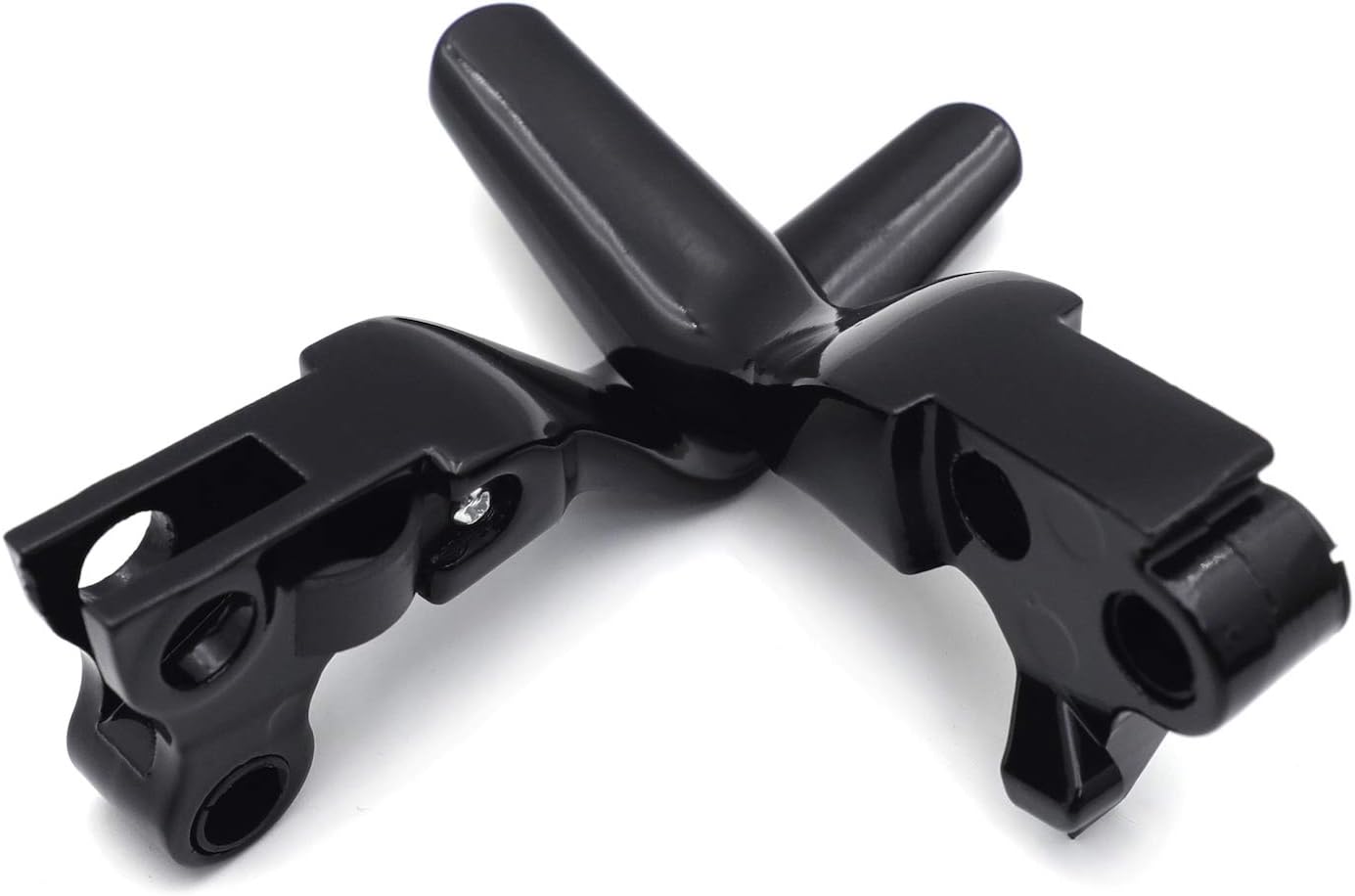 HTTMT- Black Smooth Shorty Wide Blade Brake Levers Compatible with 96-03 XL 96-Later Dyna 96-14 Softail 45075-07, 45459-07 [P/N: MT241-020ST-BK]