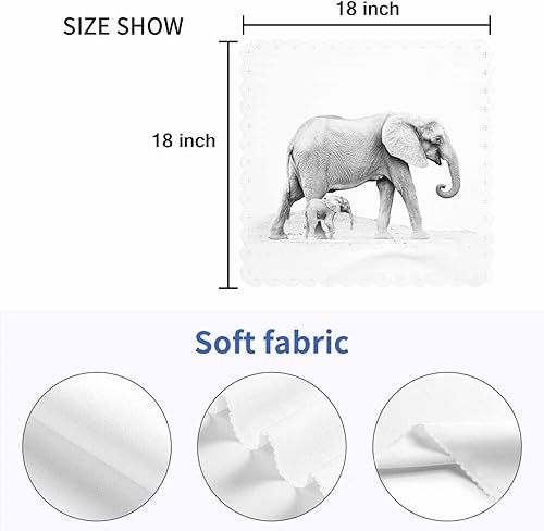 Miniatura 5 de Mxocom Juego de 4 servilletas de tela de elefante con cachorro, animales salvajes en el bosque, juego de sol a pie del hogar, servilletas vintage en