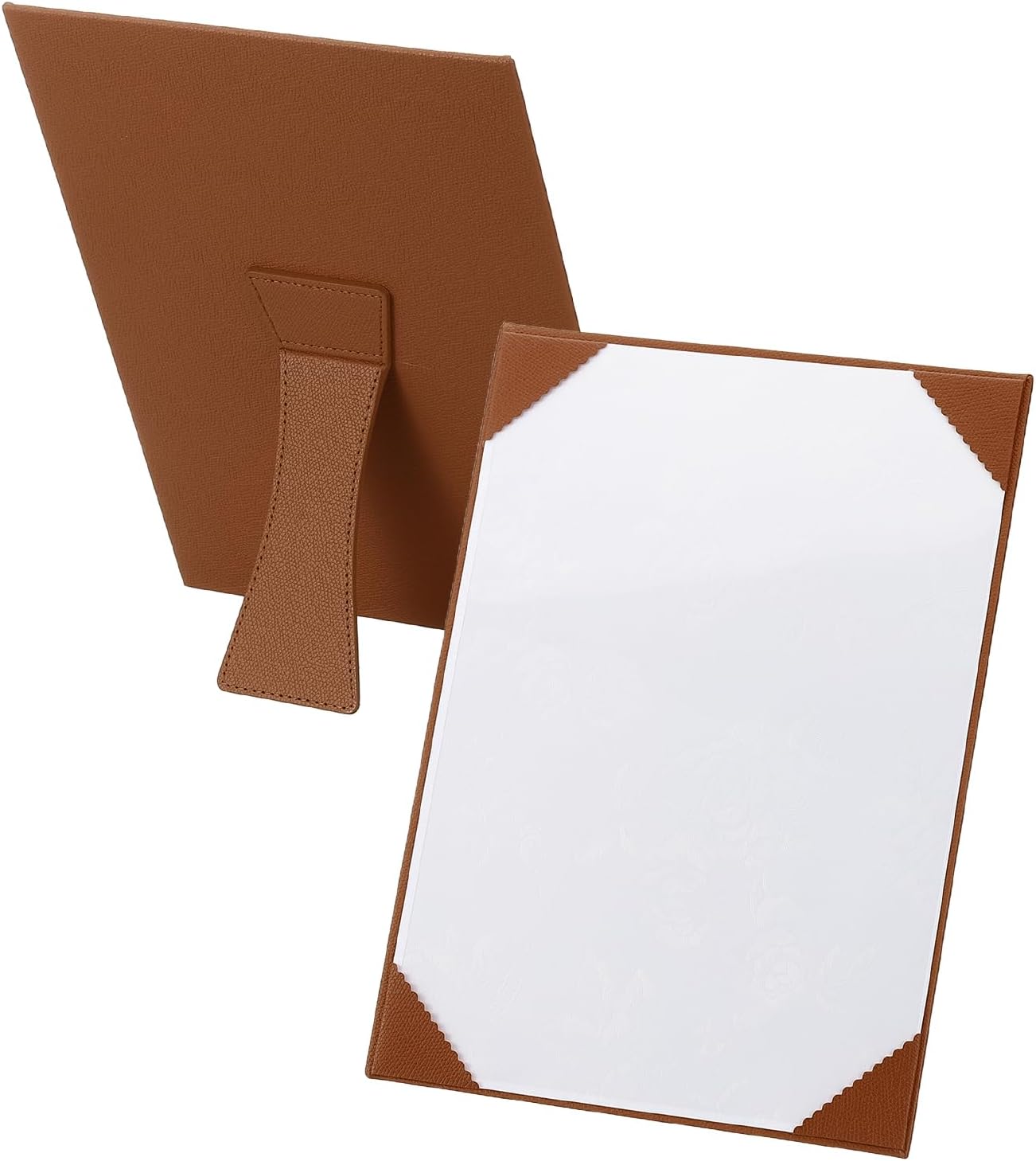 PATIKIL 11x8.5 Certificate Holder with Stand, Single-Sided Document Holders Vertical for Award Diploma Graduation Achievement Business License, Brown