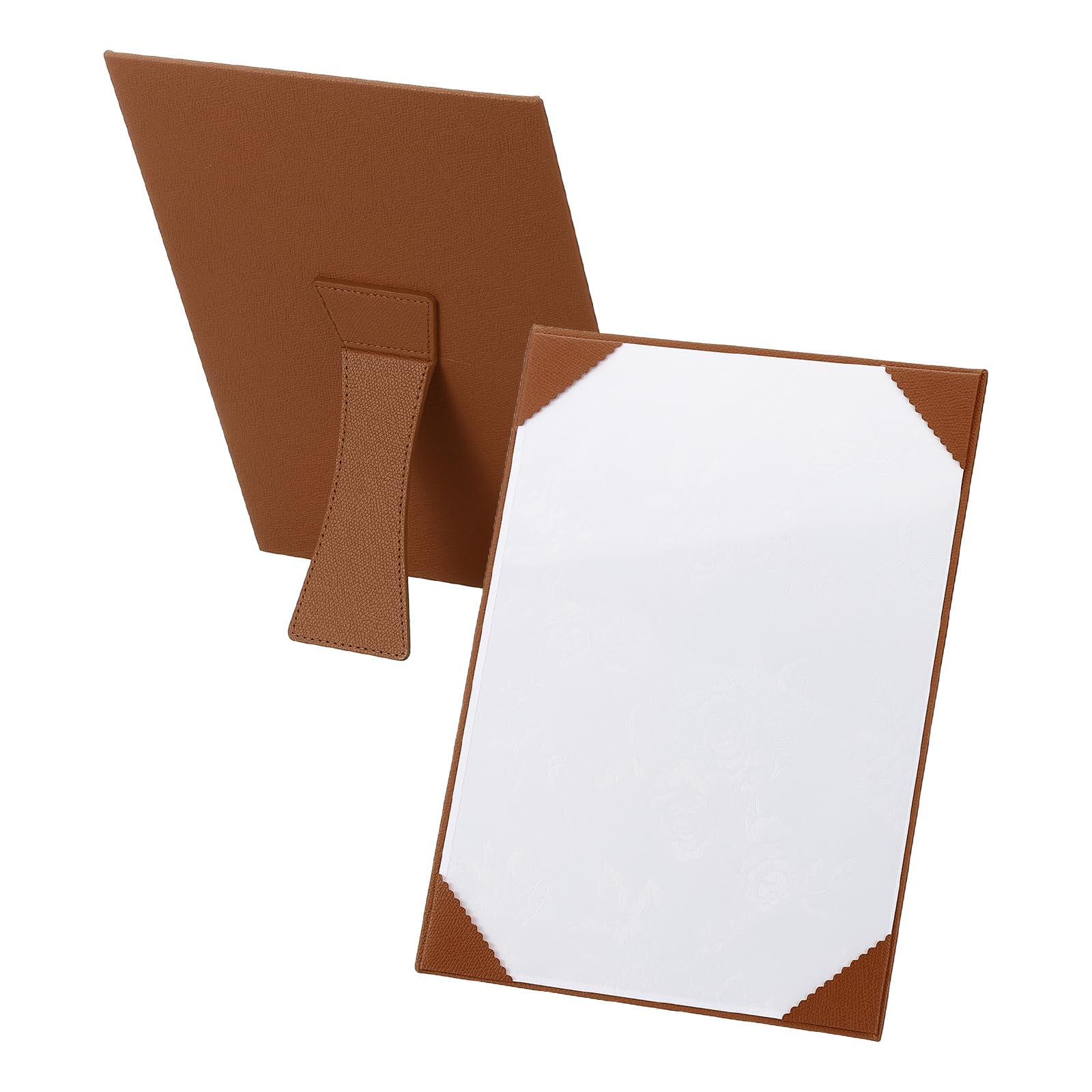 PATIKIL 11x8.5 Certificate Holder with Stand, Single-Sided Document Holders Vertical for Award Diploma Graduation Achievement Business License, Brown
