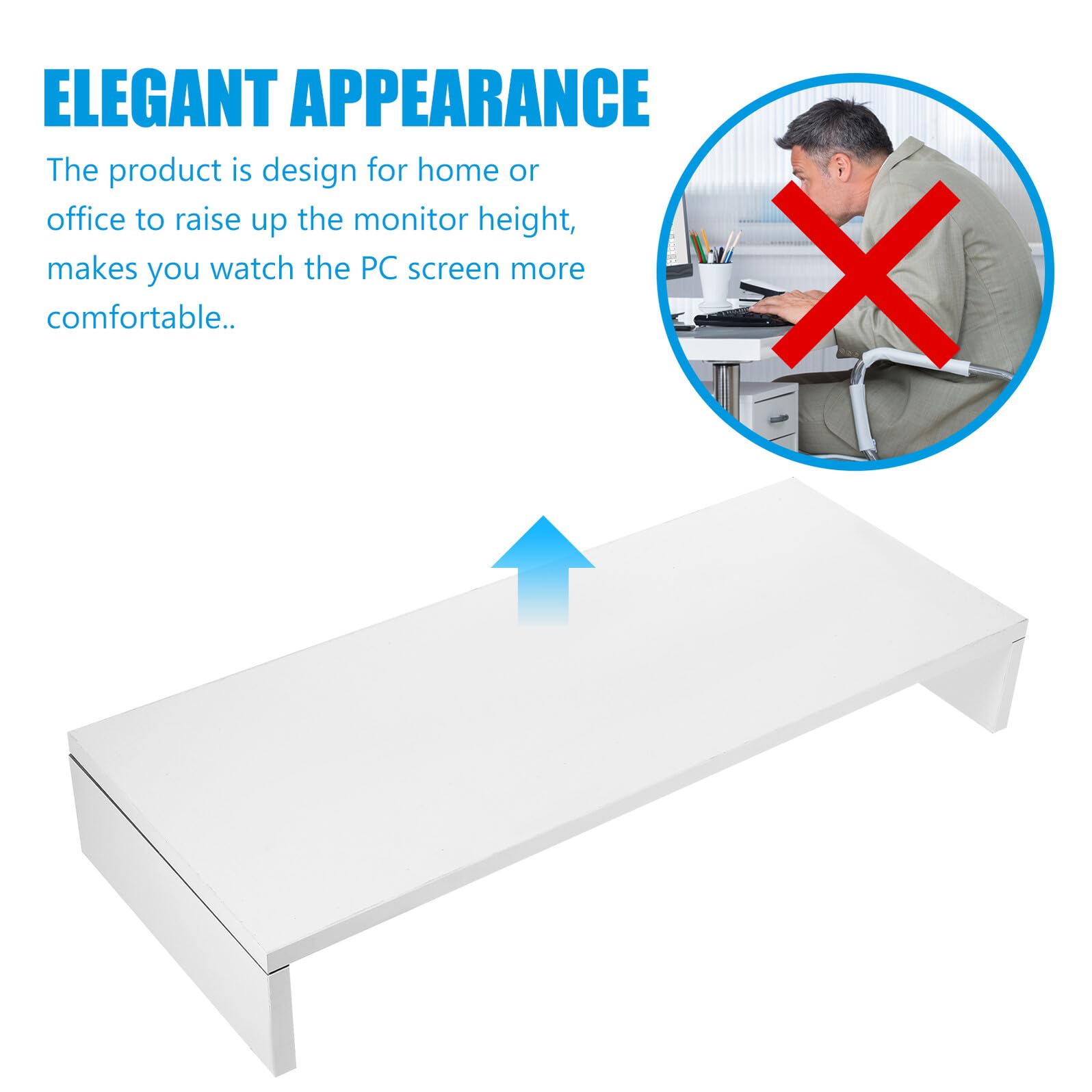 OUNONA Supporto per Monitor da Scrivania Bianco Multiuso Rialzo Schermo in Pannello Spesso Stand per Notebook e TV Design Elegante e Salvaspazio