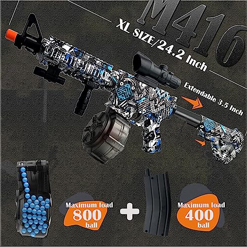 Gel Ball Blaster,Orby,M416 Gel Ball Blaster Large With Drum And 50000 Water Beads Manual & Automatic Dual Mode Gel Ball Blaster, Toys For Team Game,14+ (Blue) #TOP3