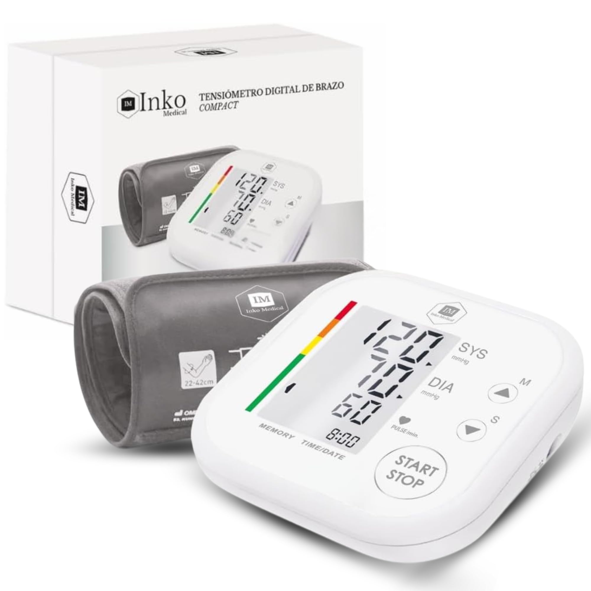 Tensiómetro de Brazo Digital, Aparato Medidor de la Tensión Arterial, Pulsómetro Brazo de Medición Precisa, Validado Clínicamente, Medidor de Presión Arterial, Blood Pressure Monitor