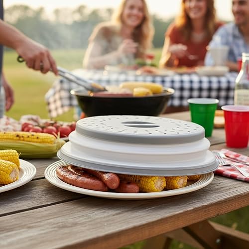 Miniatura 5 de Cubierta grande para salpicaduras de microondas y alfombrilla de silicona, tapa de placa plegable ventilada de 10 pulgadas y tapete de cocina