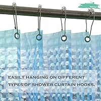 Vista 5 de Forro de Cortina de Ducha de Plástico Cristal 3D Azul, 72x72 Pulgadas Fino Ligero Cubo de Hielo Plástico Baño Ducha Cortina Interior con Ojales