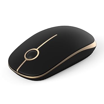 Slim Wireless Mouse, 2.4G Wireless Mice with Nano Receiver Portable Optical Mice for Notebook, PC, Laptop, Computer, MacBook( Black&Gold)
