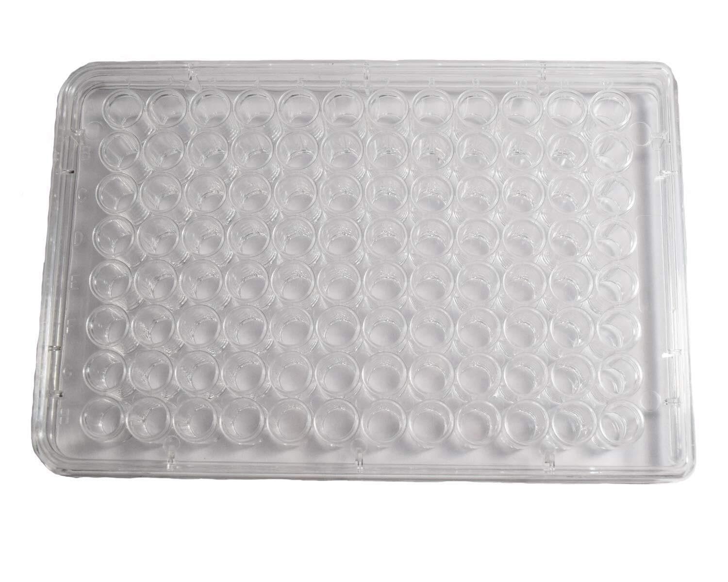 96-Well Sterile Zellkulturplatte, Flacher Boden mit Haltering, 50 Platten pro Karton