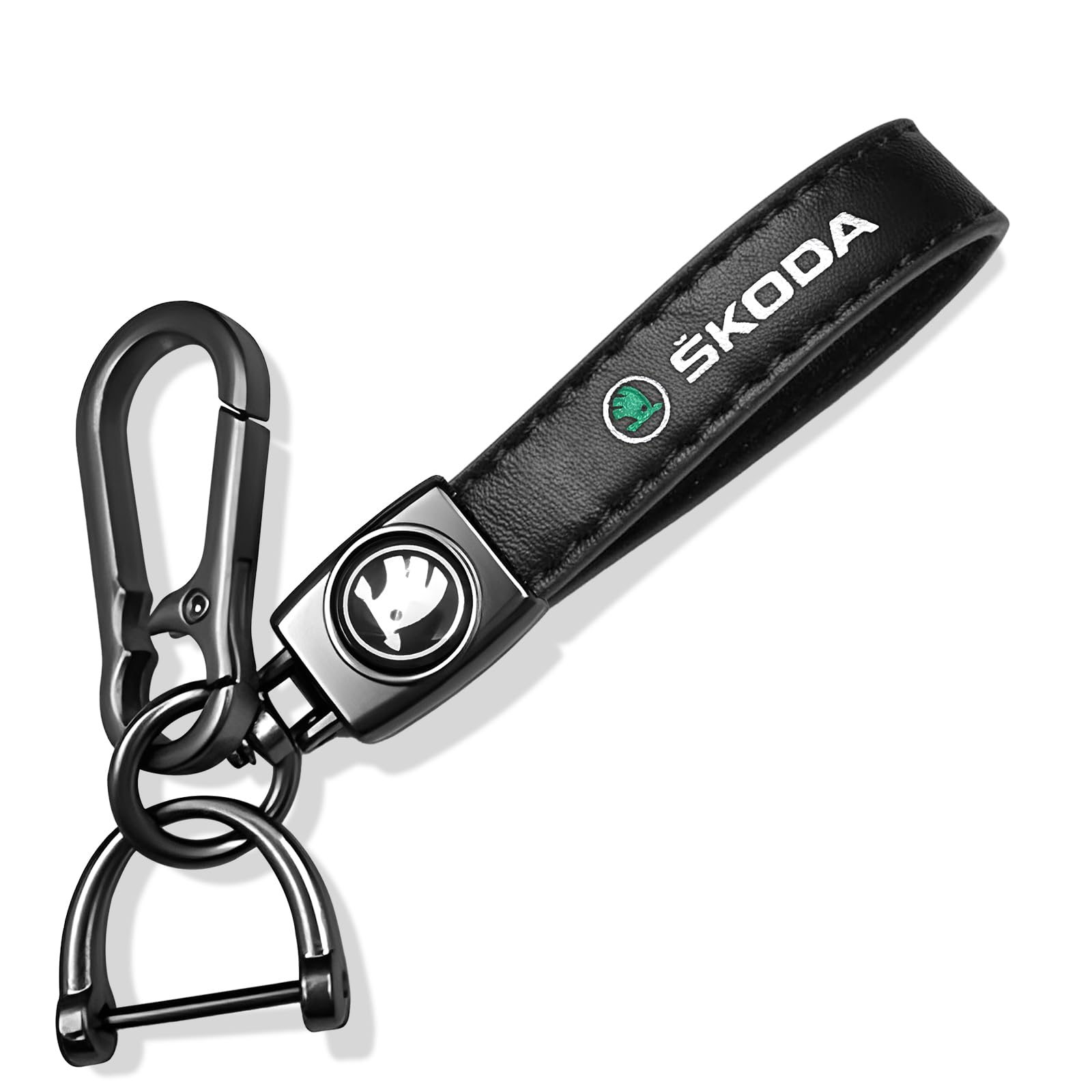 SyFednn Leder Auto Schlüsselanhänger Set, Autoschlüsselanhänger personalisiert, Kurzes Schlüsselband, Autoschlüssel Zubehör für Männer und Frauen, Schwarzes