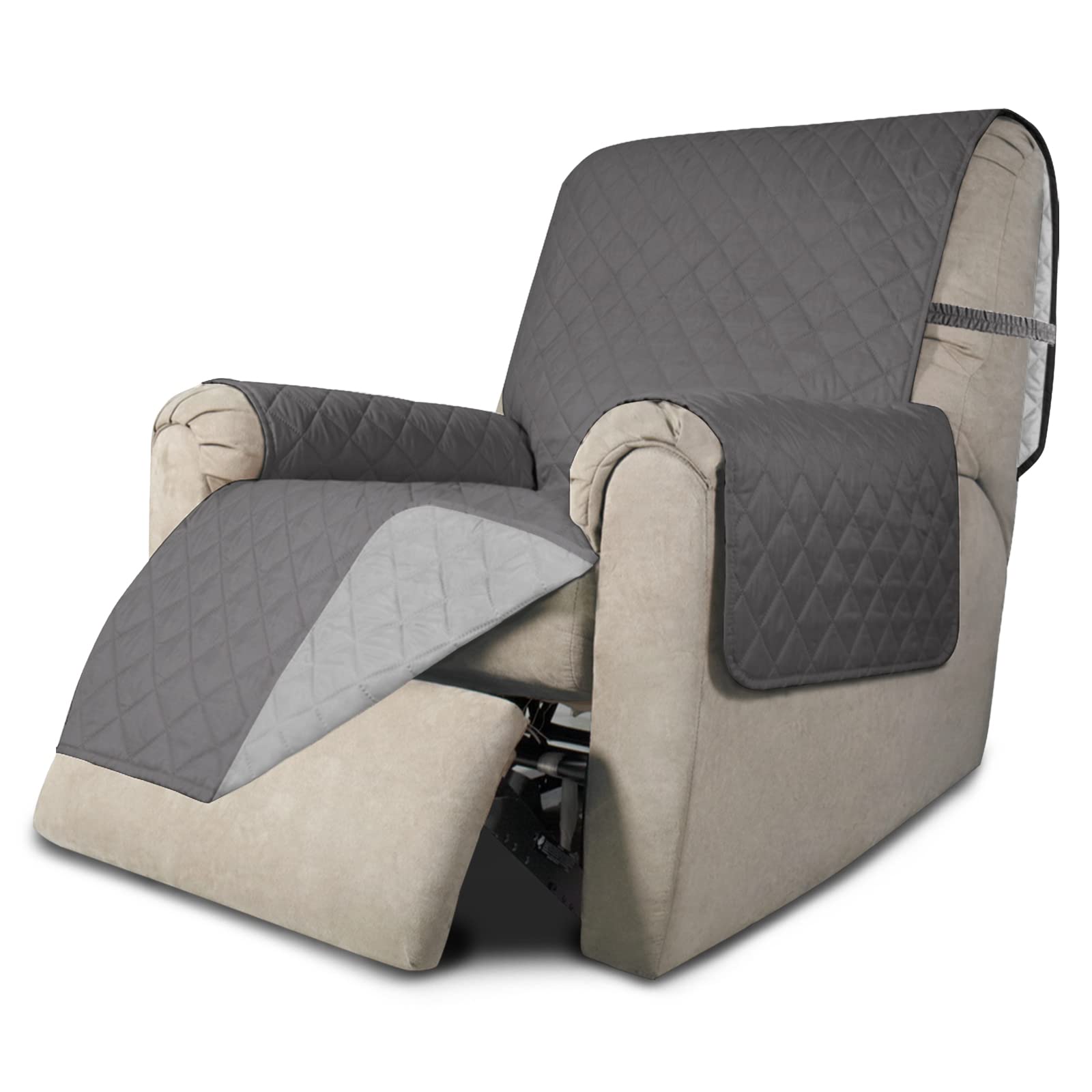 Easy-Going Recliner Chair Slipcover Reversible Sofa Cover Water Resistant Couch Cover Furniture Protector with Elastic Straps for Pets Dog (Recliner 22 inch, Gray/Light Gray)