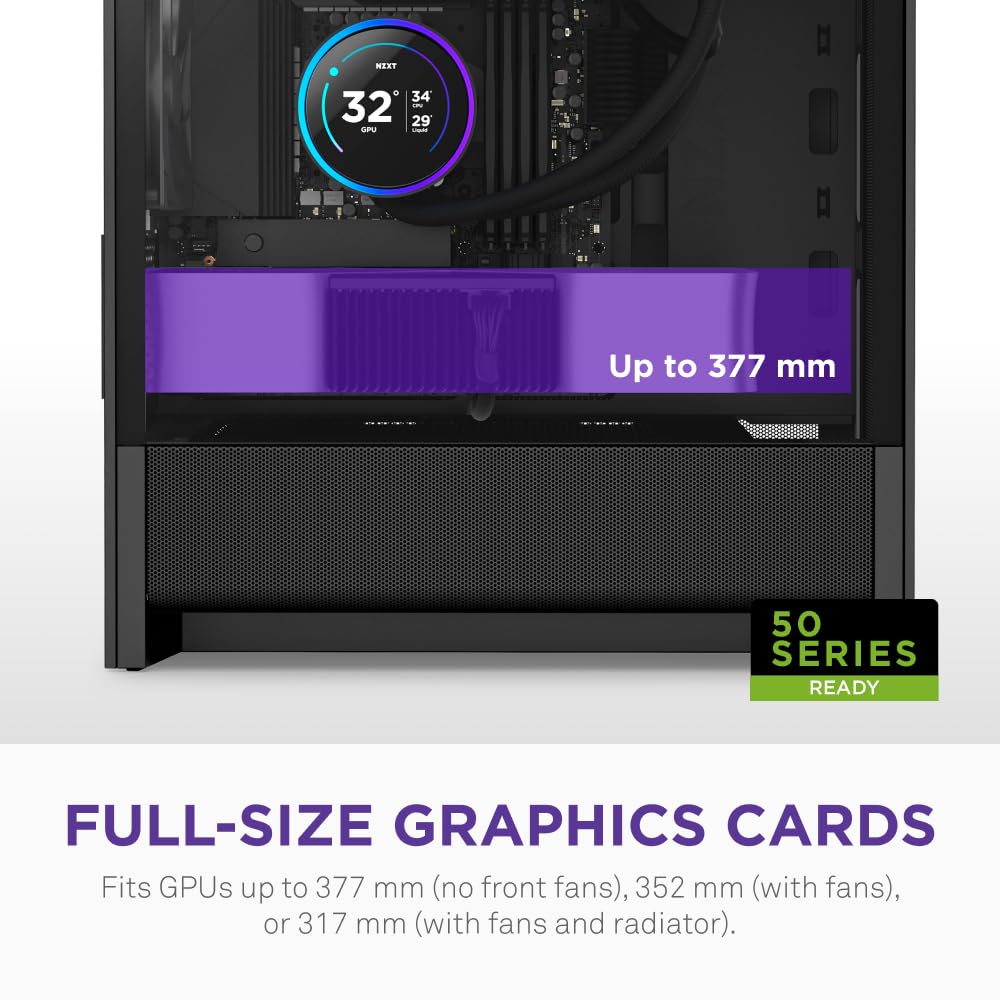 NZXT H3 Flow – Micro-ATX PC Case – Optimized Airflow – Includes 1 x 120mm Rear Fan – Supports Full-Sized GPUs – Fits 280mm Front, 240mm Top Radiator – Back-Connect Motherboard – Black — view 4