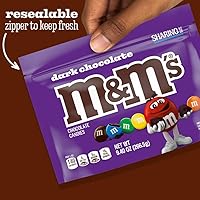 Vista 5 de M&M'S Caramelos de chocolate oscuro, chocolate a granel de tamaño familiar, bolsa oscura resellable de 18 onzas