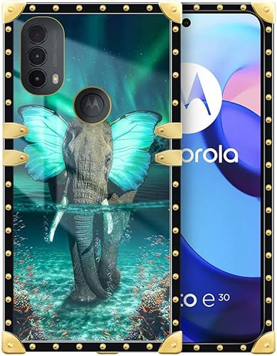 DAIZAG Funda para Moto E20, diseño de elefante de oreja, mariposa, lujo, elegante, decoración dorada, suave, antiarañazos, para niña y mujer, funda DAIZAG Funda para Moto E20, diseño de elefante de oreja, mariposa, lujo, elegante, decoración dorada, suave, antiarañazos, para niña y mujer, funda