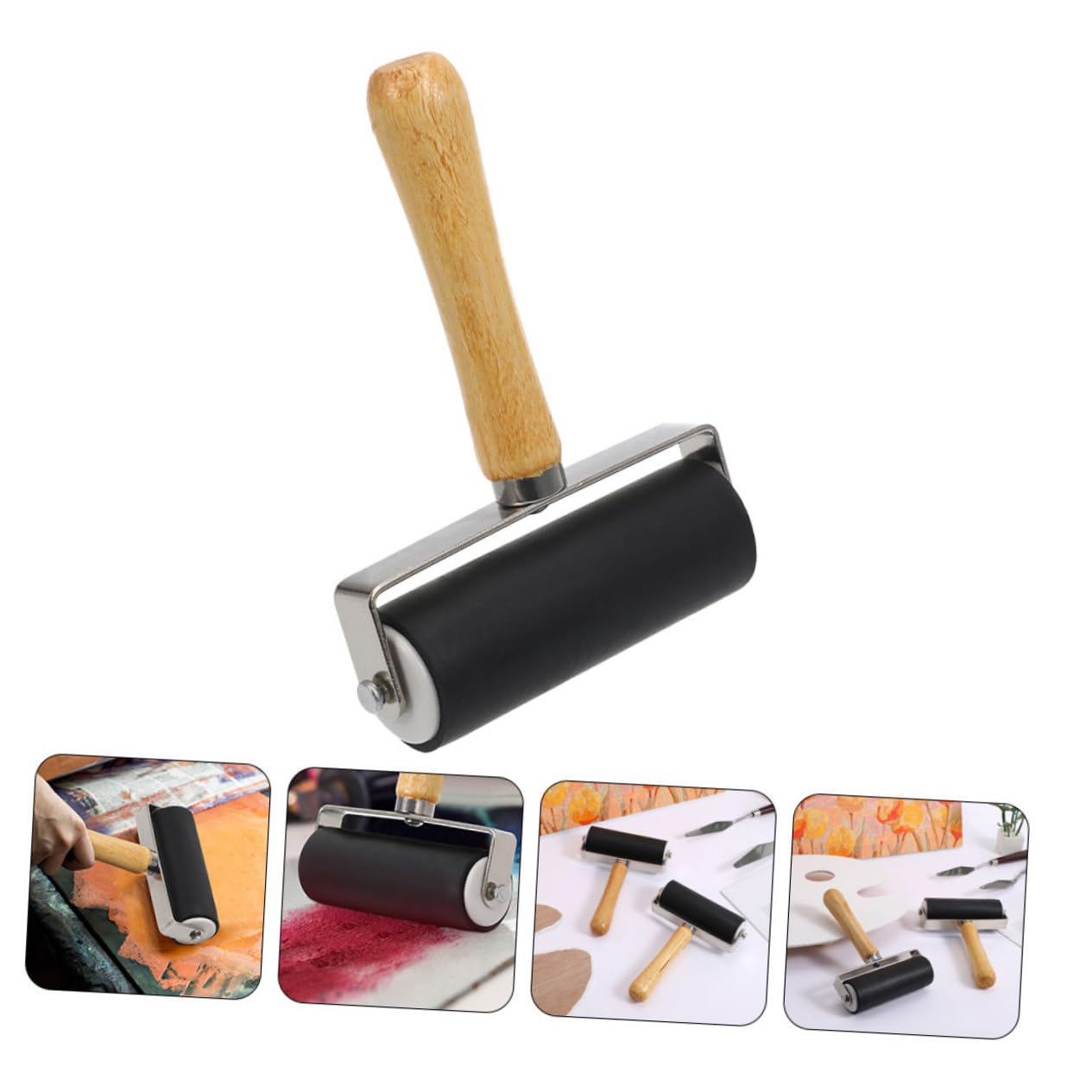 Gadpiparty Rodillo 10Cm para Manualidades Herramienta de Estampado de Plástico Rodillo de Pintura Profesional para 4 Piezas