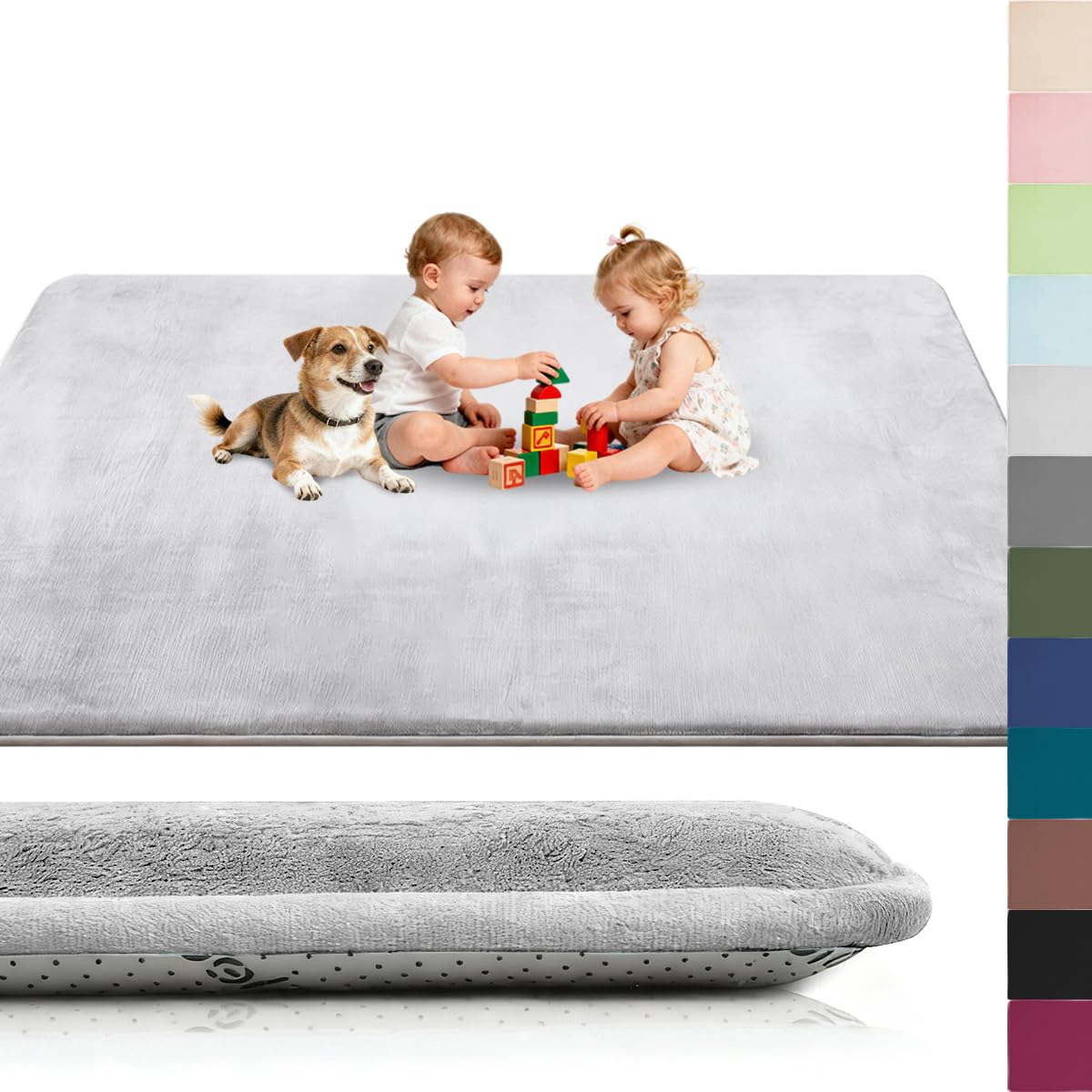 Voxirum Coral Velvet Rug for Children, Crawling Rug Baby, 0.78in Thick Memory Foam Rug, Extra Soft Activity Floor Mat, Non Slip Crawling Mat for Toddlers, Infants, Kids, Yoga Mat, 50 x 80 cm — image 1