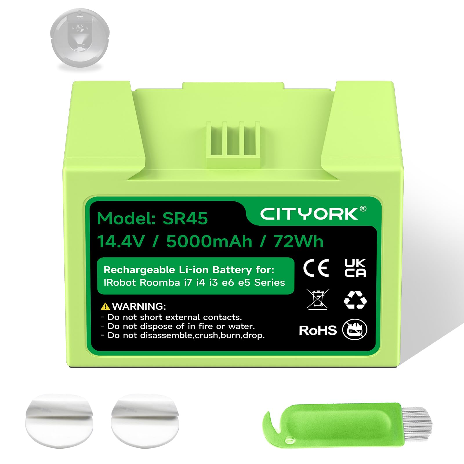 ABL-D1/ABL-D2 Litio Batteria per iRobot Roomba i7/ i7+, i4/ i4+, i3/ i3+ Plus, per iRobot Roomba E5 E6 i7150, i7156, i7158, i7550, i7556, i7558, e5150,e5152, e5154, e5158, e6198 Batteria-14,4V/5000mAh