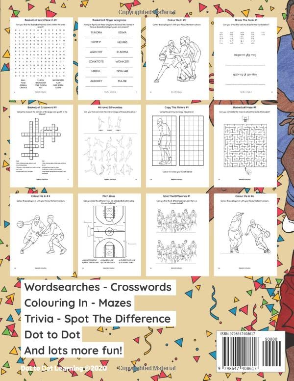 Basketball Activity Book For Kids Aged 6-14: Basketball Themed Wordsearches, Mazes, Dot to dot, Colouring in, Trivia image 2