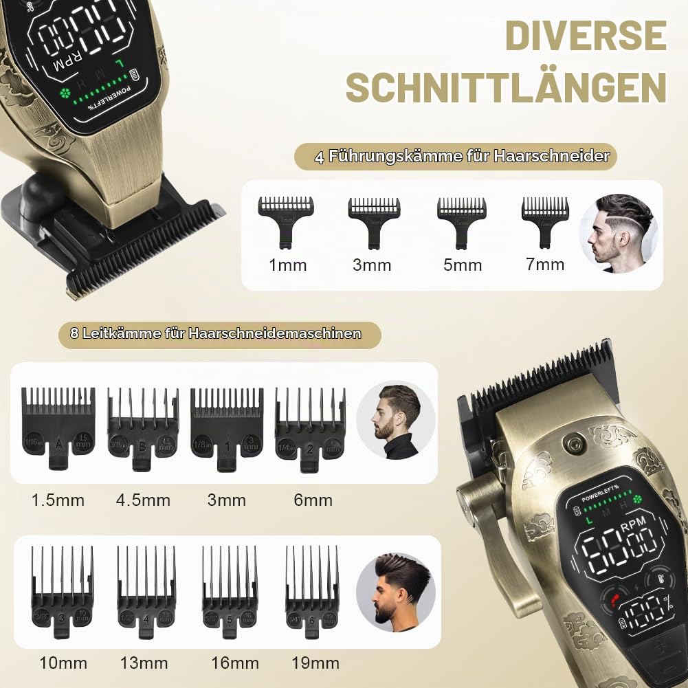 Haarschneidemaschine für Herren + Haarschneider Kit, USB-mit LCD