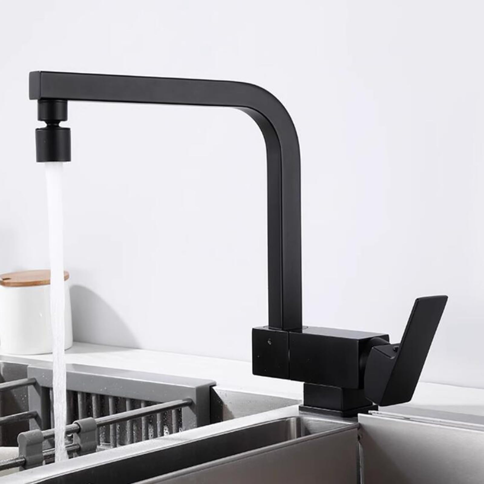 Grifo Cocina Abatible para Ventana Grifo de Fregadero Abatible 2 Modos Giratorio Latón-Cepillado