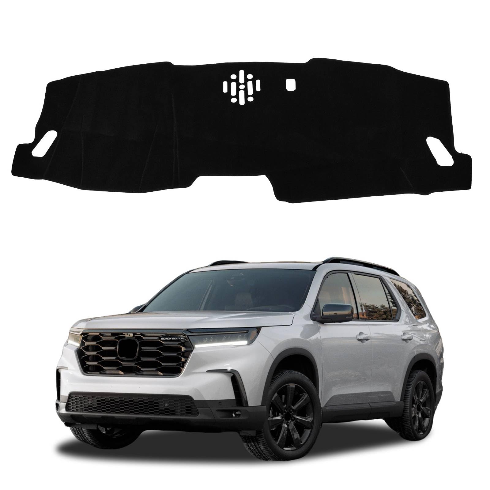 Dash Mat Custom Fit 2023 2024 2025 2026 Honda Pilot, Premium Carbon Fiber Non-Slip Dashboard Protector & Sunshield, UV-Blocking, Anti-Glare, Fade-Resistant (Black)