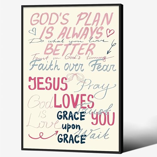 Miniatura 34 de Lienzo decorativo para pared con texto en inglés "This Is My Happy Place", con citas positivas de color rosa y naranja, impresiones estéticas,