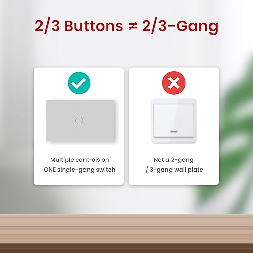 Miniatura 5 de Interruptor de luz inteligente 4.6X2.8X1.3 pulgadas, necesita cable neutro, WiFi de 2.4GHz, interruptor inteligente certificado FCC con control de