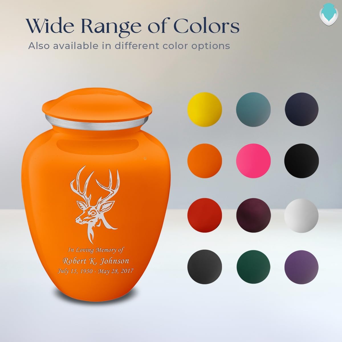Geturns - Adult Personalized Deer Cremation Urns for Human Ashes I Large Burnt Orange Funeral Urn for Men and Women I 200 lbs
