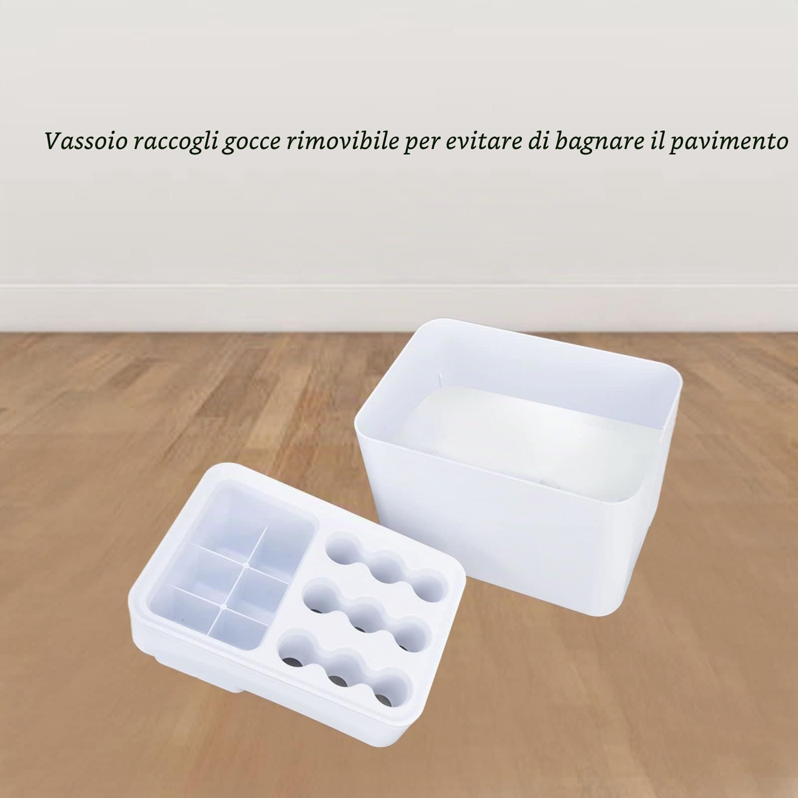 Tissting Portaombrelli Lungo e Corto per Ingresso, Portaombrelli con Vassoio Antigoccia Rimovibile, Salvaspazio Plastica Contenitore per Ombrelli Rettangolare per Entrata, Ufficio
