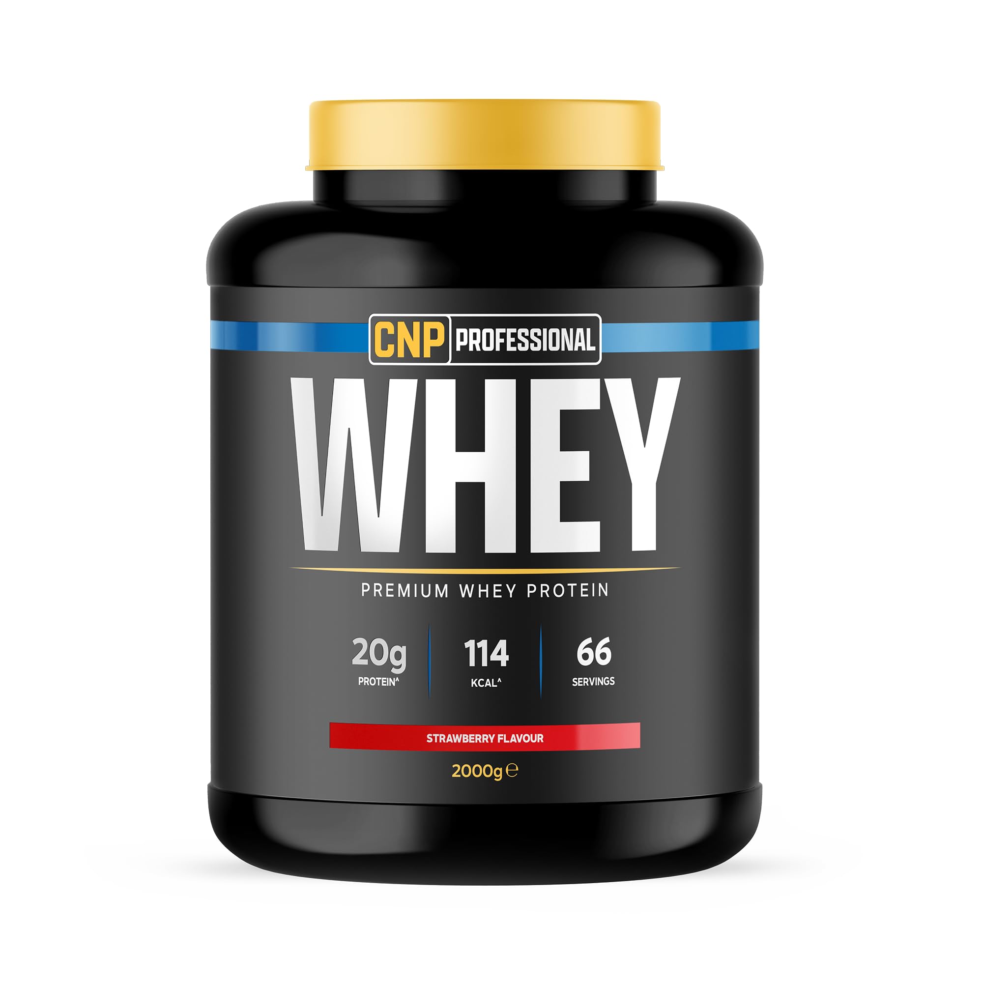 CNP Professional Premium Whey Protein Powder 2kg & 900g, 20g Protein, Low Carb, Easy Digestion, 66/30 Servings, (Strawberry, 2kg)