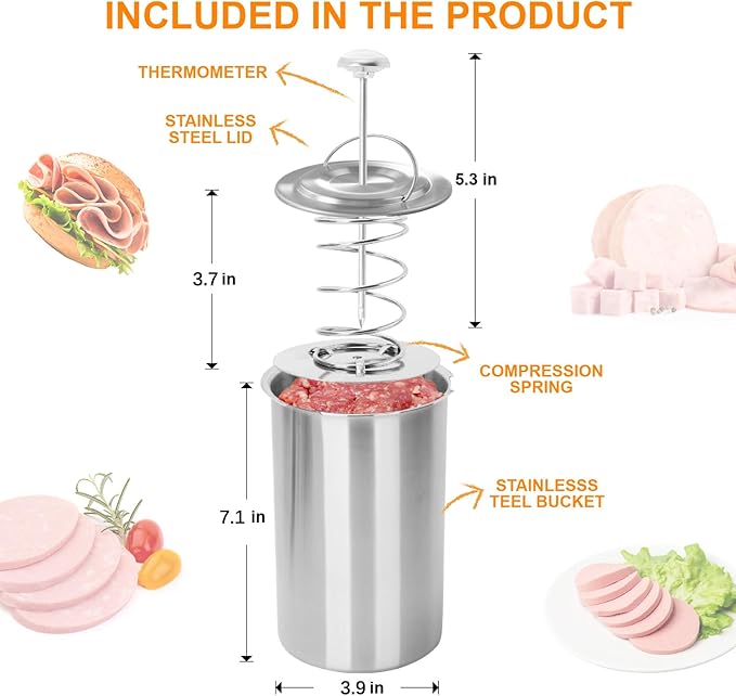 Prensa para hacer jamón de acero inoxidable, molde para carnes frías miniatura 9